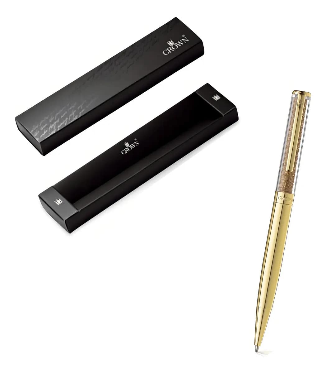 Caneta Crown Esferográfica Diamond Dourada Di11004o Cor da tinta Azul Cor do exterior Dourado — imagem 2