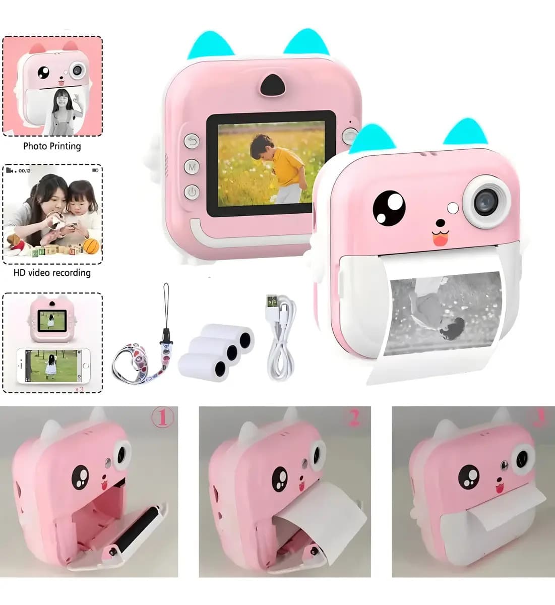 Câmera Infantil Instantânea Filmadora Full Hd Divertida Jogo Cor Azul — imagem 5