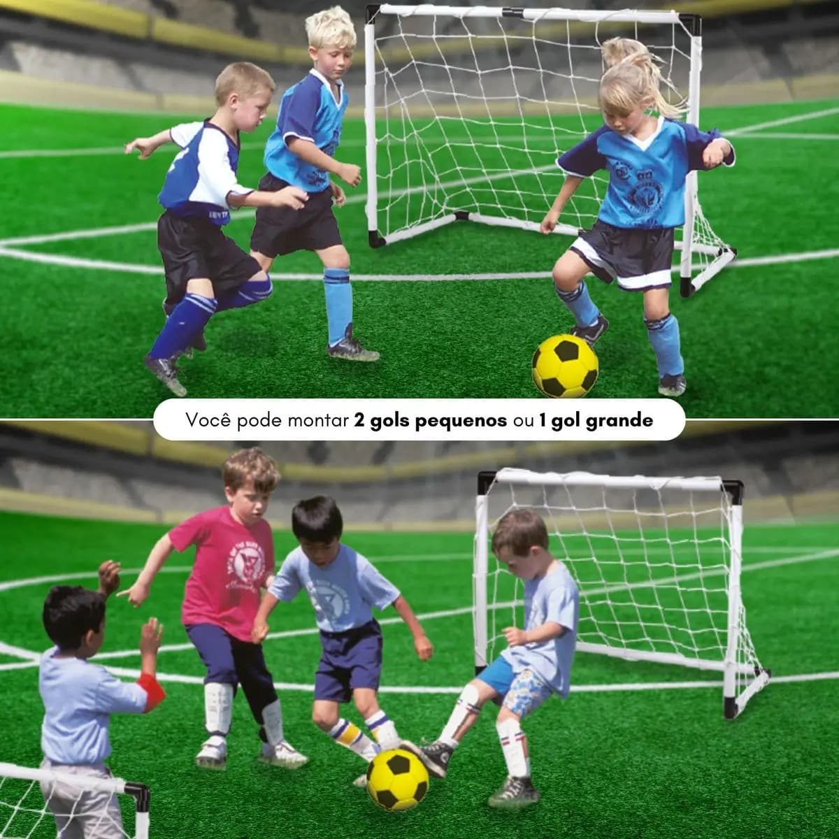 Trave Futebol Kit 2 Mini Golzinhos Gol Infantil Bola E Bomba Branco — imagem 6