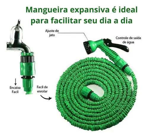 Mangueira Magica Expansível Retratil 30m Com Pistola 7 Jato Verde — imagem 3
