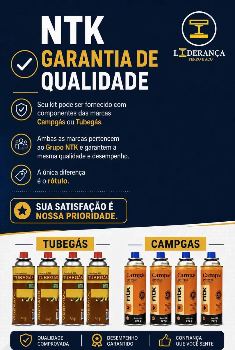 Kit Maçarico Portátil Automático Liderança Ferro E Aço para 1300°C com 4 Refis de Gás Butano — imagem 2