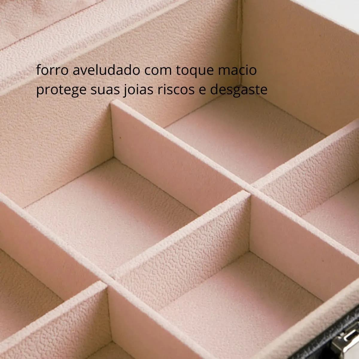 Porta Joias Grande Maleta Organizado Viagem Maquiagem Estojo Cor Preto — imagem 5