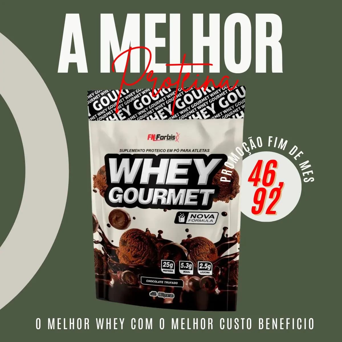 Whey Protein Gourmet Refil 907g Fn Forbis Sabor Pistache — imagem 2