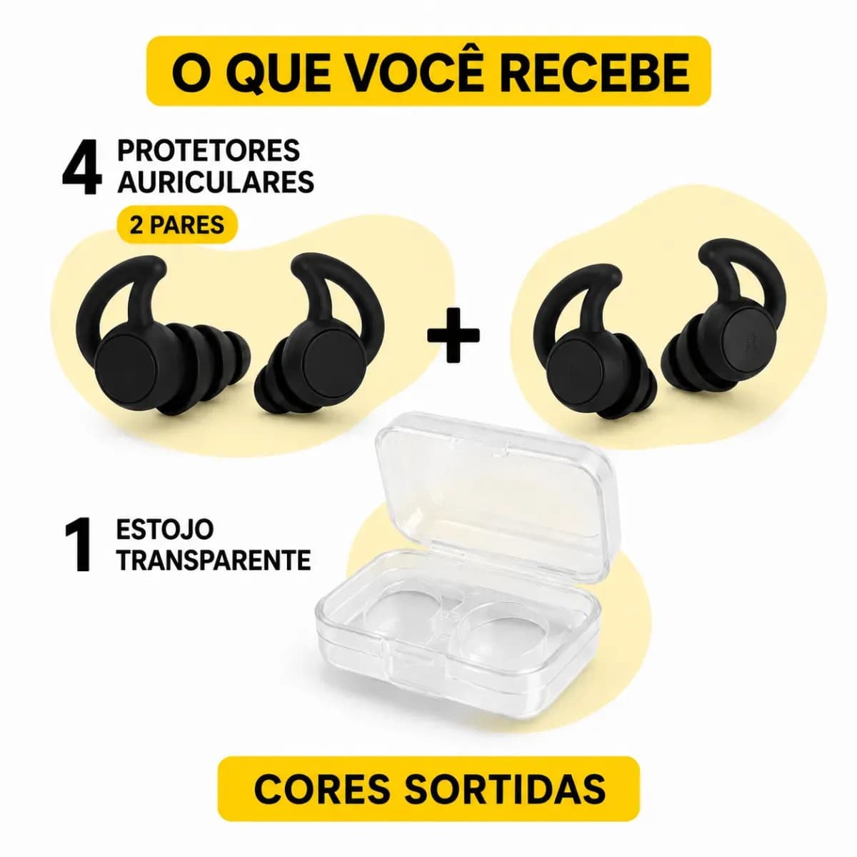 Kit 2 Pares Protetor Auricular Protetor de Ouvido Tampão Silicone Para Dormir Natação Ronco Estudar Trabalhar Viajar Lavável Reutilizável com Estojo BRY Macio A — imagem 6