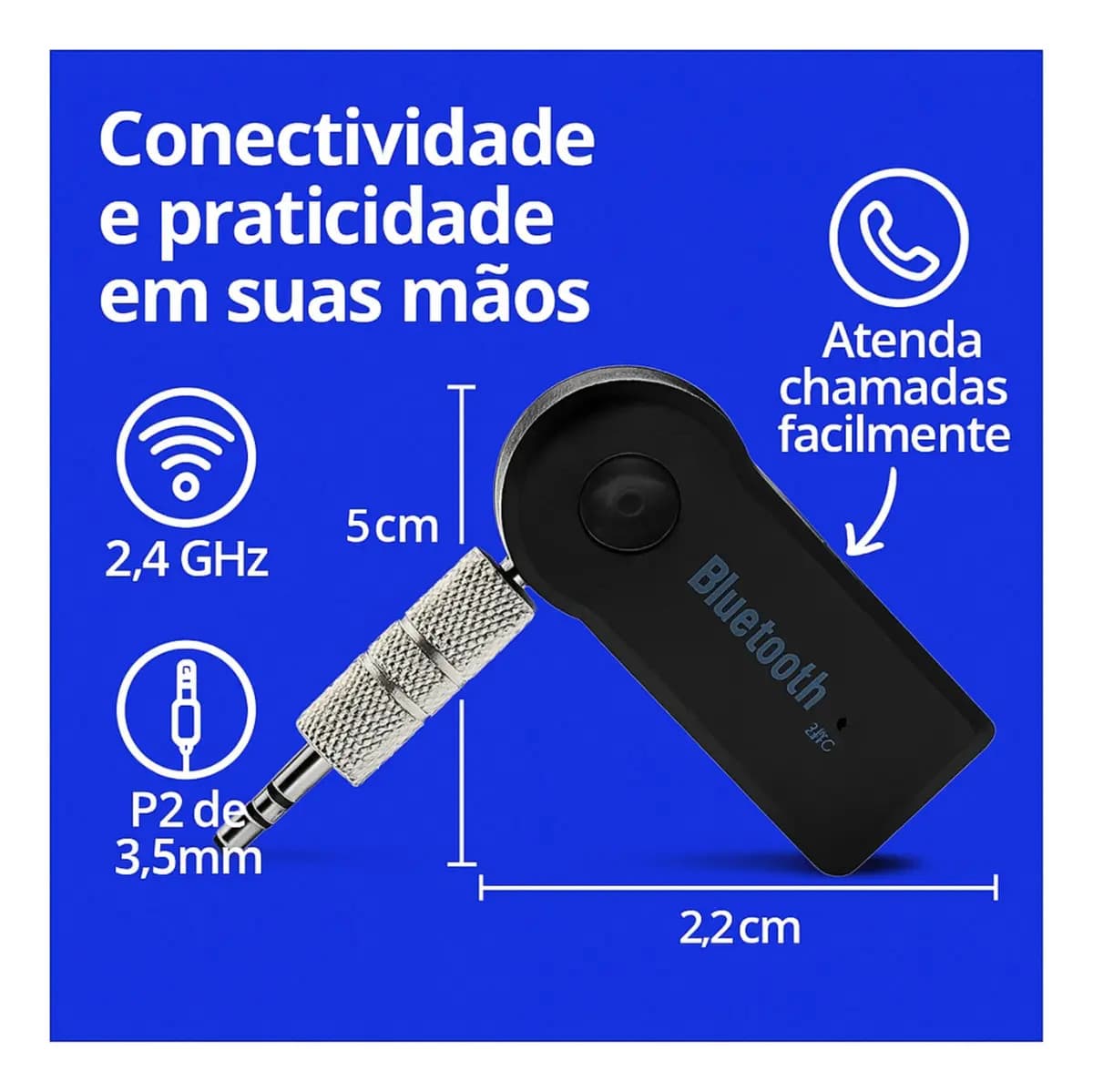 Receptor Adaptador Bluetooth Usb P2 Audio Stereo Musica Som Marca : RR88 — imagem 5