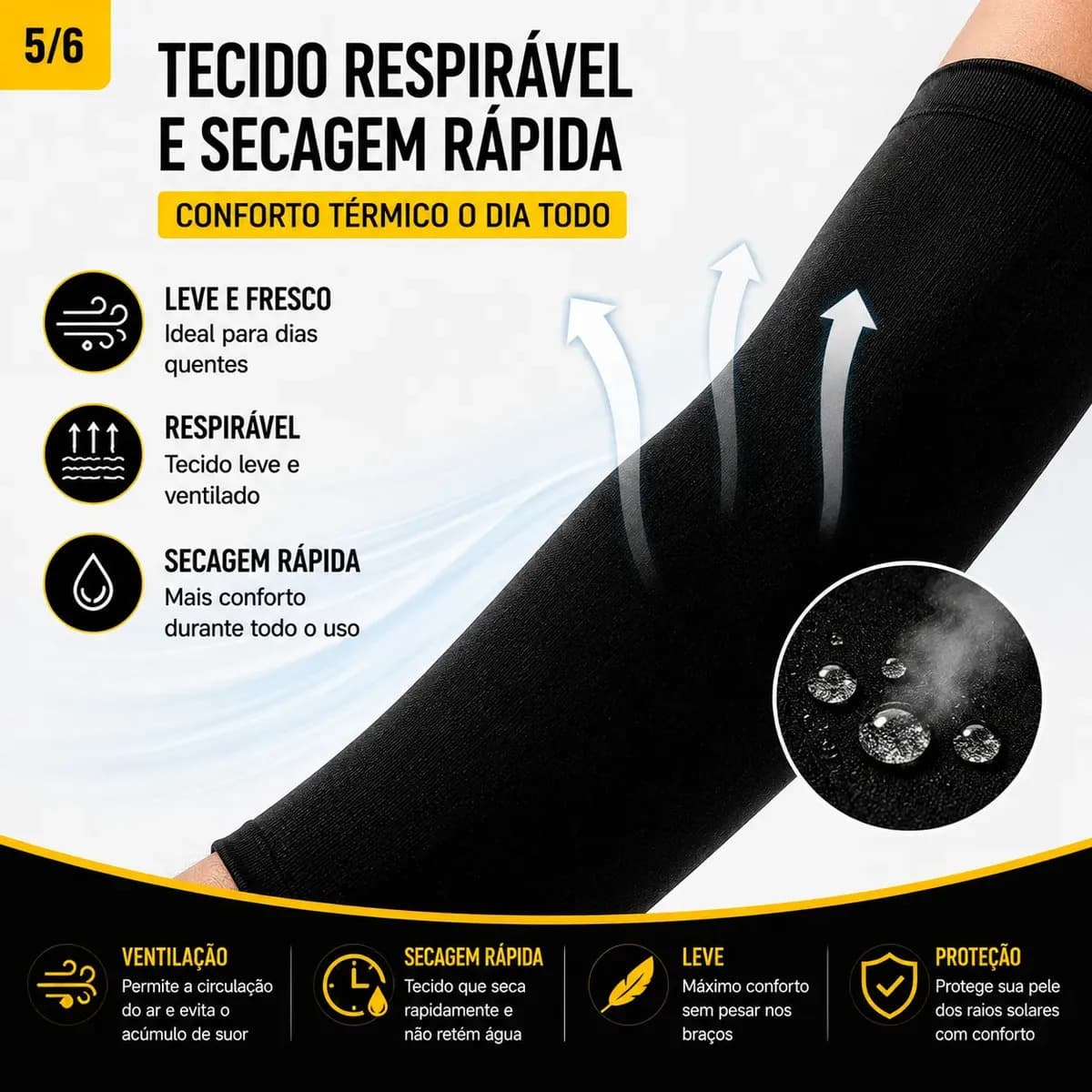 Conjunto Kit 5 Pares Manguito Proteção Solar Moto Manga Bike Motocicleta Braço Esporte Futebol Volei Pesca Trilha Dasv — imagem 3