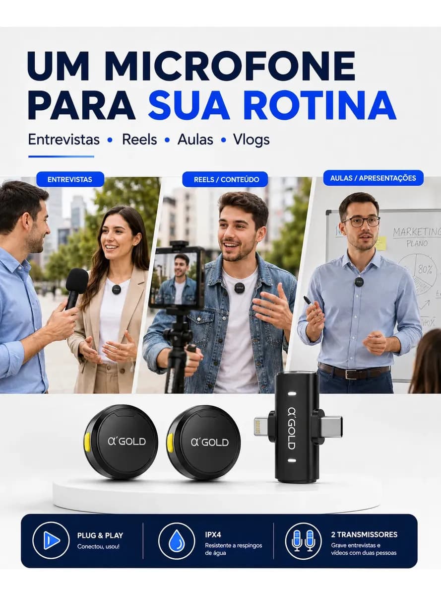 Microfone Lapela Duplo Anti Ruído Tipo C E Lightning iPhone — imagem 6