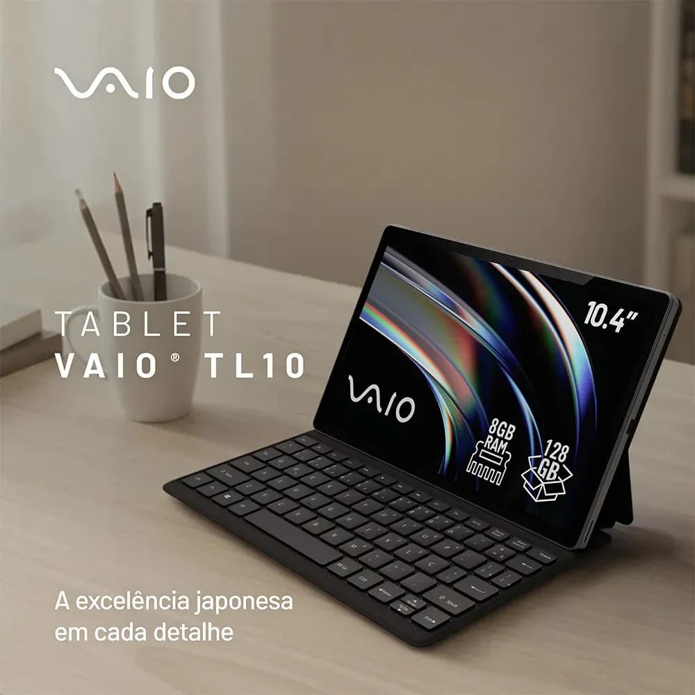 Tablet VAIO TL10 8GB 128GB Octa-Core, Tela 10.4” 2K, 4G WiFi, Câmera 8MP + Selfie 5MP, 7000mAh, Android 13, com Teclado de Conexão Inteligente – Preto — imagem 5