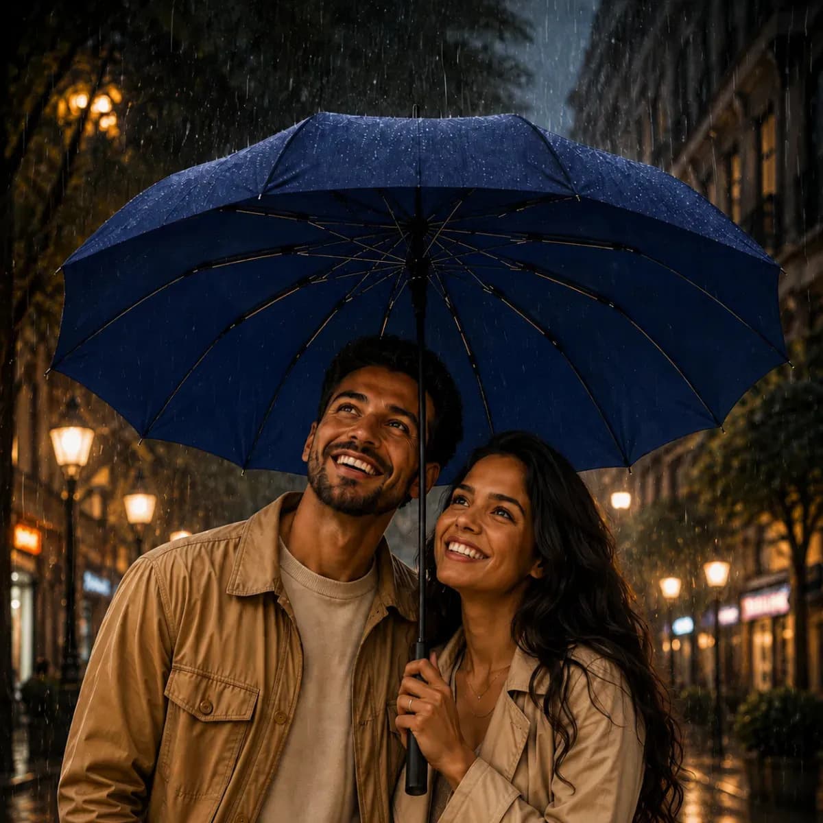 Guarda Chuva Abre E Fecha Automático Reforçado Contra Vento Proteção Uv Azul — imagem 2