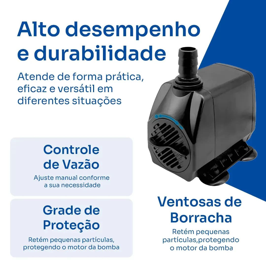 Bomba Submersa 2500l/h 2,5m Lagos Recalque Fontes Aquários Cascata Chafariz Motor Água Doce Salgada Marinho Fonte Hidroponia Aquaponia — imagem 4