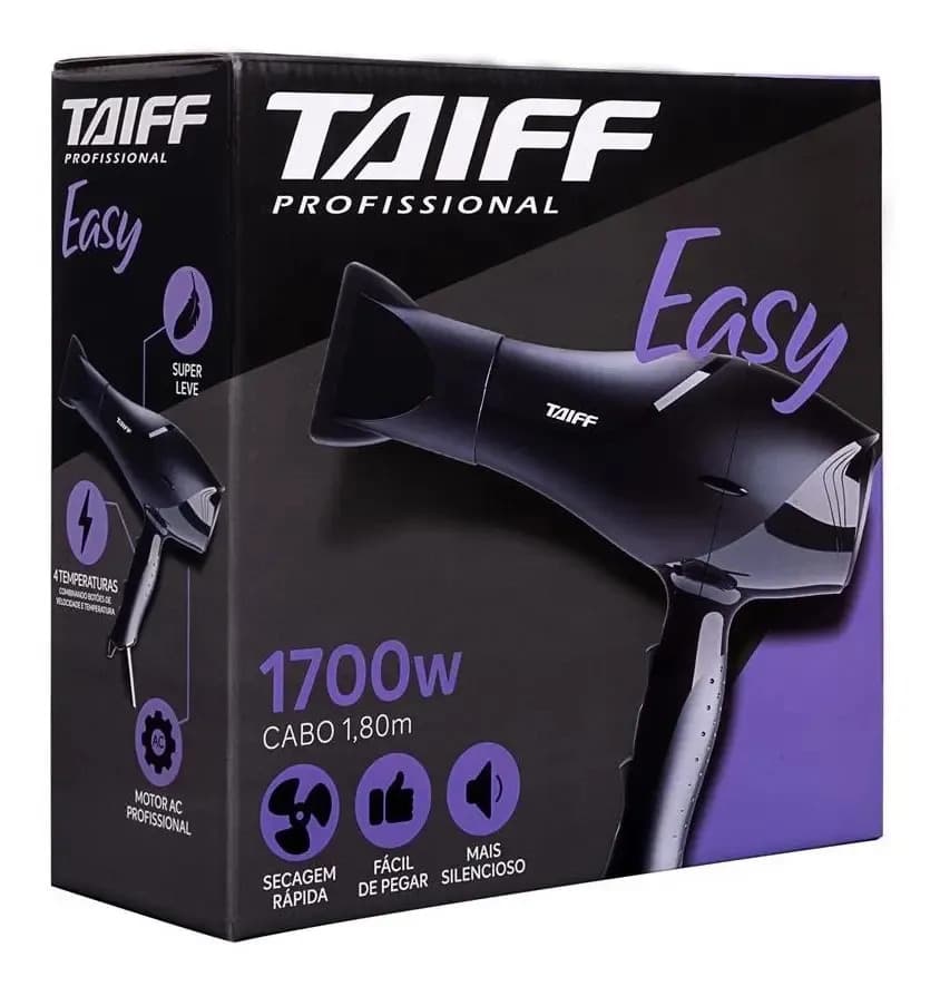 Secador De Cabelos Motor Ac Profissional Easy 1700w Taiff Preto — imagem 4