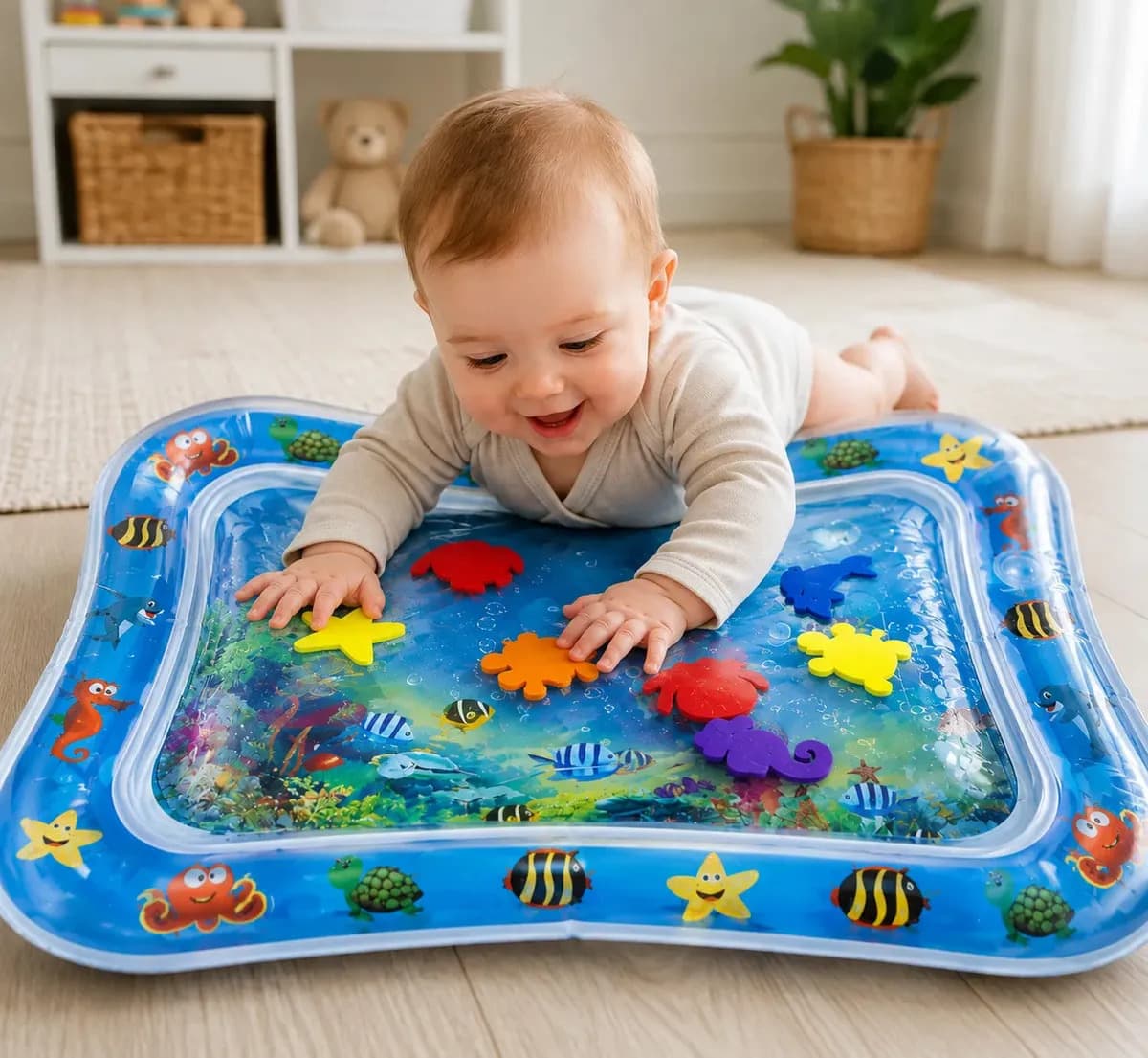 Tapete De Atividades Para Bebes Almofada De Água Inflável Interativo Aquário Sensorial Fundo Do Mar Rosa Tsc Shop — imagem 6