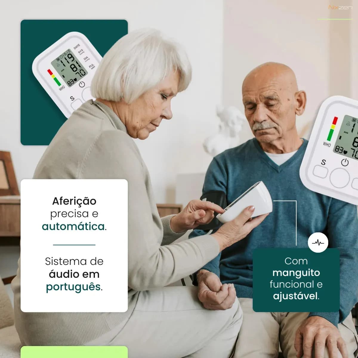 Aparelho Medidor de Pressão Arterial Aferidor Monitor Digital Uso Doméstico Automático Residencial Pressão De Braço Braçadeira Pulso Manguito Ajustável Memória  — imagem 3