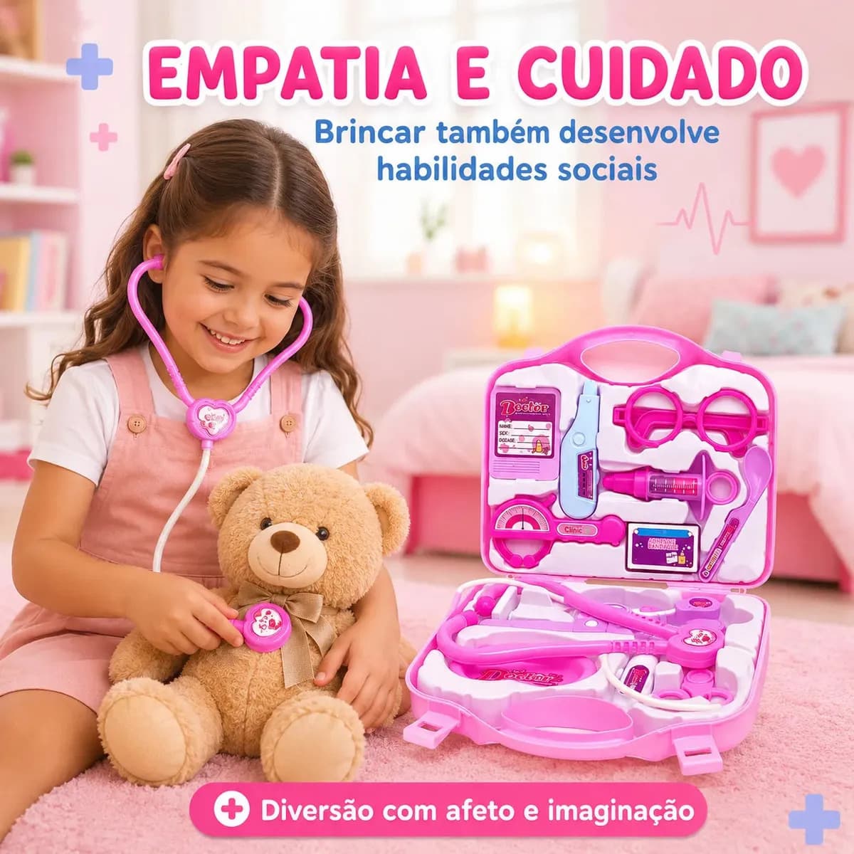 Kit Médico Infantil Rosa Kizumba com Maleta de Brinquedo Doutor para Crianças — imagem 2