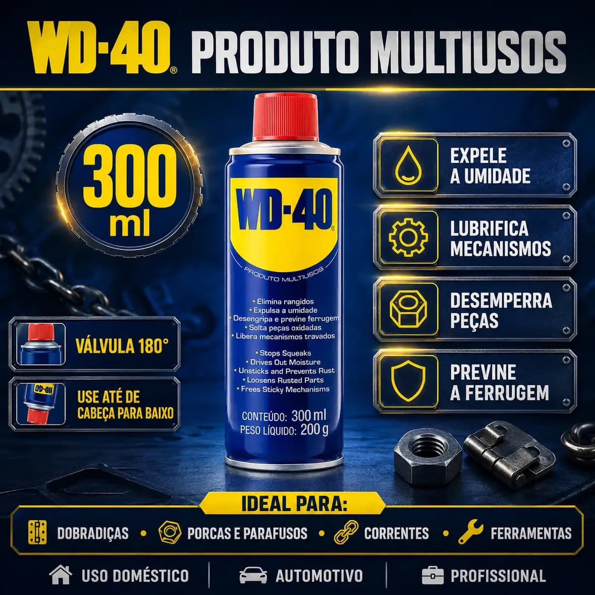 WD-40 LIMPADOR MULTIUSO DESENCRAVANTE AUTOMOTIVO 300 Ml LIMPADOR — imagem 2