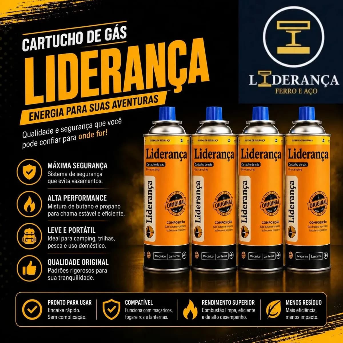 Kit Maçarico Portátil Automático Liderança Ferro E Aço para 1300°C com 4 Refis de Gás Butano — imagem 3