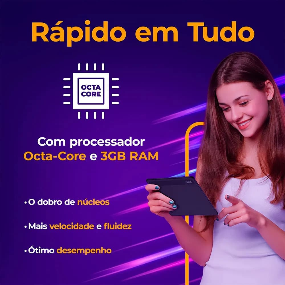Tablet Positivo Vision TAB 7 - Processador Octa-Core 3GB RAM 64GB Armazenamento Tela 7” IPS Bateria 3100mAh, Android 14 Go, Wi-fi - Preto — imagem 5