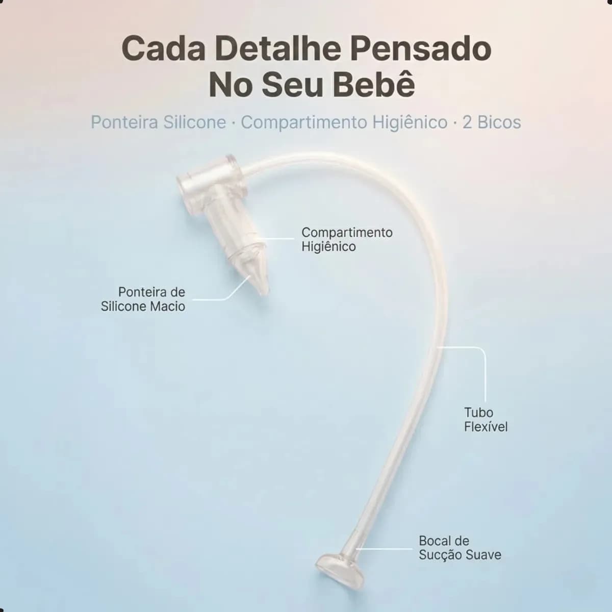Aspirador Nasal Manual Buba Incolor Com Estojo 2 Bicos Antibacteriano — imagem 3
