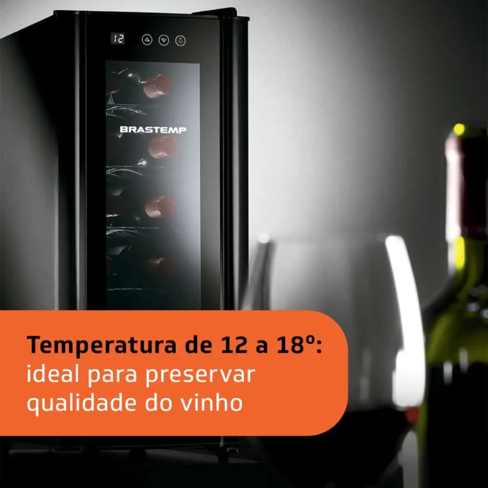 Adega De Vinhos Brastemp Para 12 Garrafas Com Painel Touch BZC12BE Preto — imagem 5