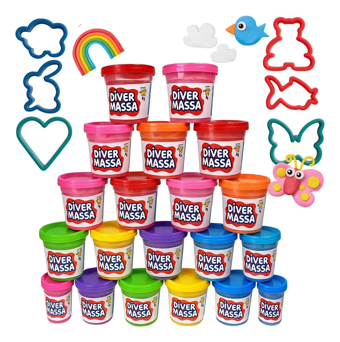 Kit Massinha de Modelar 20 Potes 50g Diver Toys com Moldes Sortidos — imagem 5