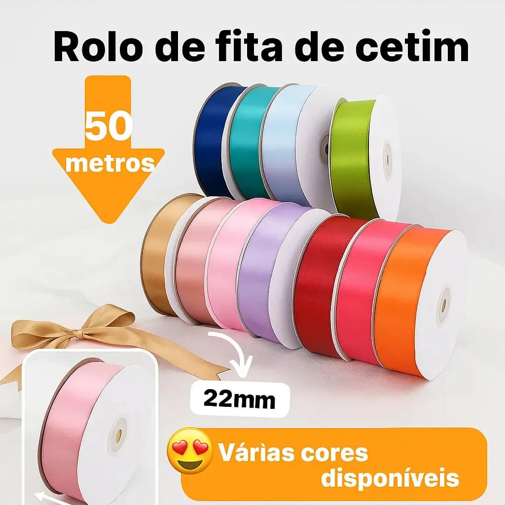 Fita De Cetim 22mm No05 Rolo 50 Metros As Cores Cor Branco — imagem 2