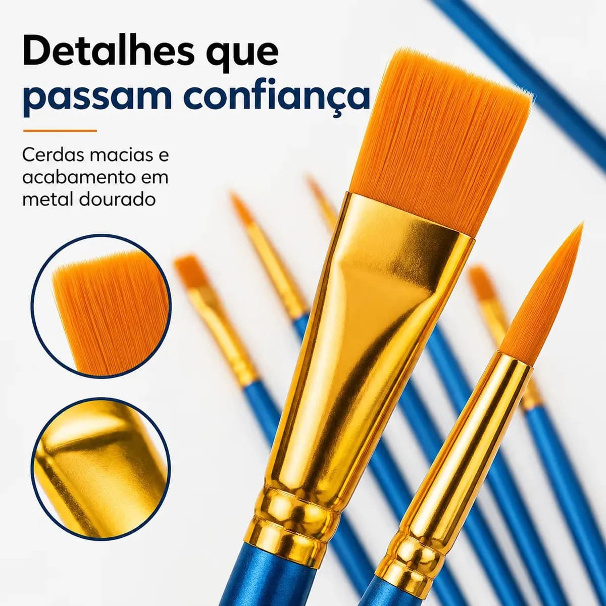 Kit 10 Pincéis Artísticos Para Pintura Aquarela Óleo Acrílico MARIBEL — imagem 4