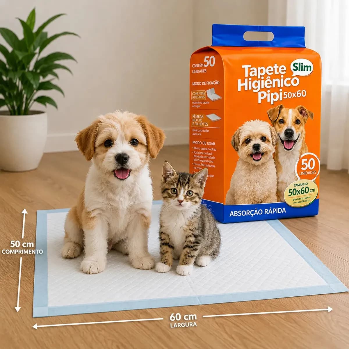 Tapete Higiênico Para Cães Gatos Pets Manta Absorvente 50 Unidades 50x60Cm Branco Fralda Pet Cachorro Camadas De Proteção Bloqueador De Odor Linha Premium Com C — imagem 4