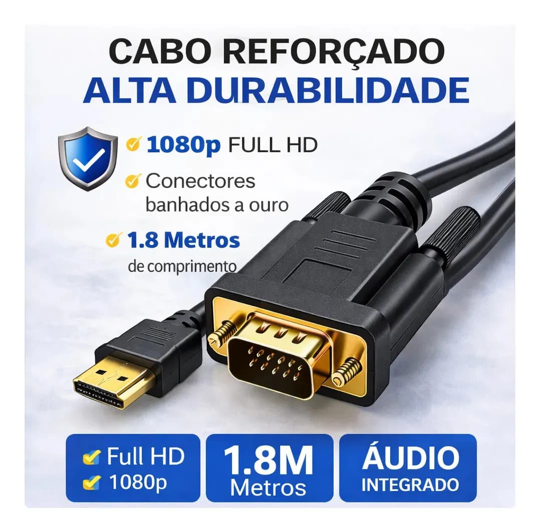 Cabo Conversor Hdmi Macho X Vga Macho 1.8 Metros Ezsias Armarinhos — imagem 4