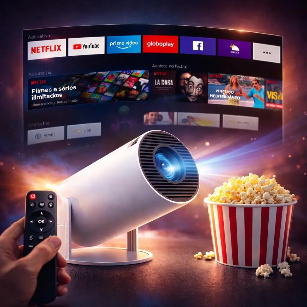 Mini Projeto Hy300 Smart Portátil Full Hd 4k Android 11 Wi-fi Bluetooth Mini Projetor Home Theater Cinema Em Casa TV Imagem Nítida Som Potente Compatível Com Di