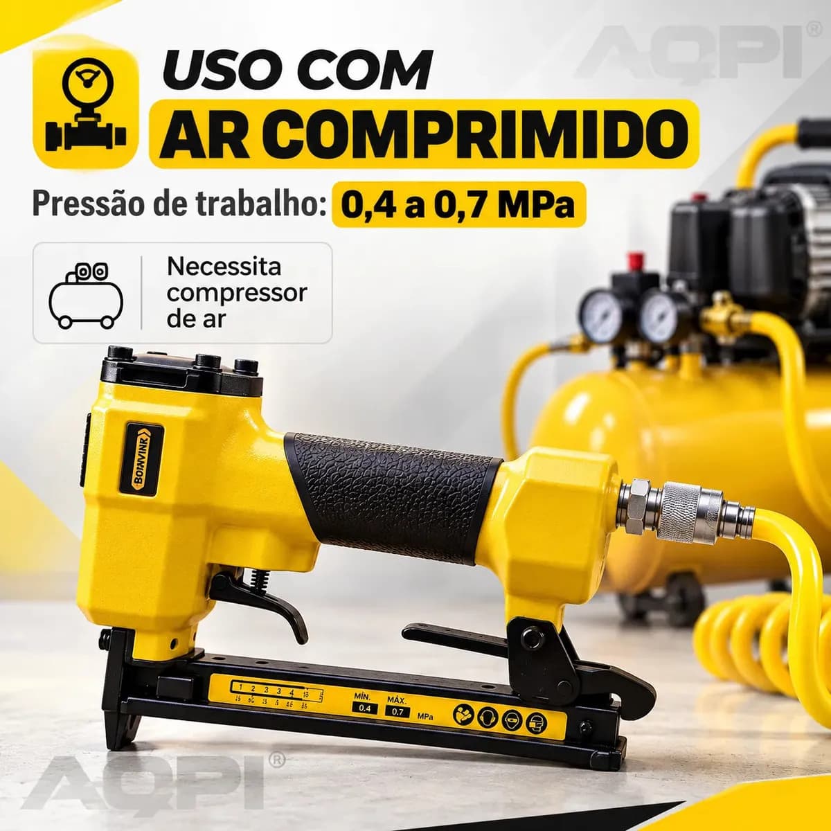 Grampeador Pneumático Profissional com 5000 Grampos 22mm Tipo 80/71 para Tapeçaria Marcenaria Estofados Madeira Móveis Uso com Compressor de Ar Compatível Gramp — imagem 4