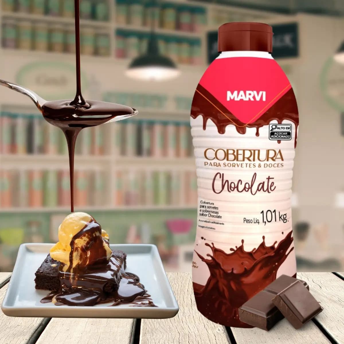 Cobertura Para Sorvete Sabor Chocolate 1,01kg - Marvi — imagem 4