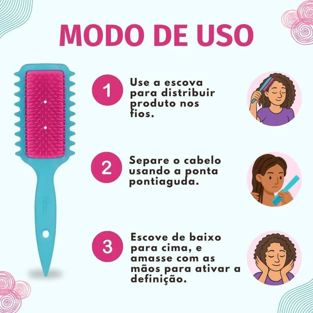 Escova Flex De Fitagem Ricca Curls Cachos Mais Definidos Cor Azul E Rosa — imagem 2