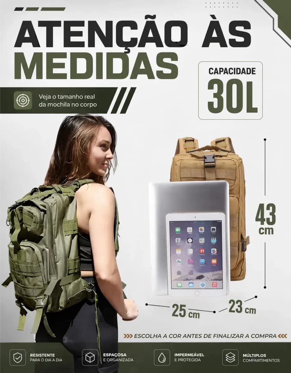 Mochila Tática Militar Bolsa Resistente 30 Litros Super Reforçada Impermeável Bandeira Brasil Brinde Utilizzei — imagem 4