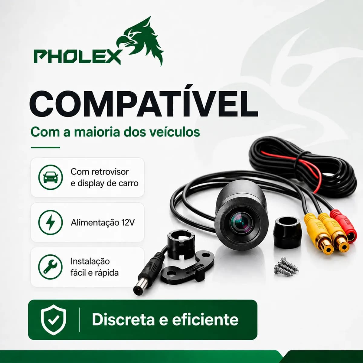Camera De Ré HD 180° Automotiva Traseira Borboleta 2 em 1 Á Prova D'água Visão Noturna Pholex — imagem 6