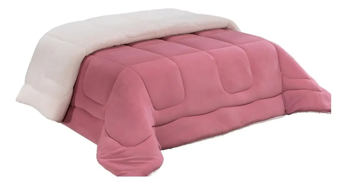 Edredom Casal Queen Coberdrom Sherpa Cor Rose LuckBaby — imagem 2