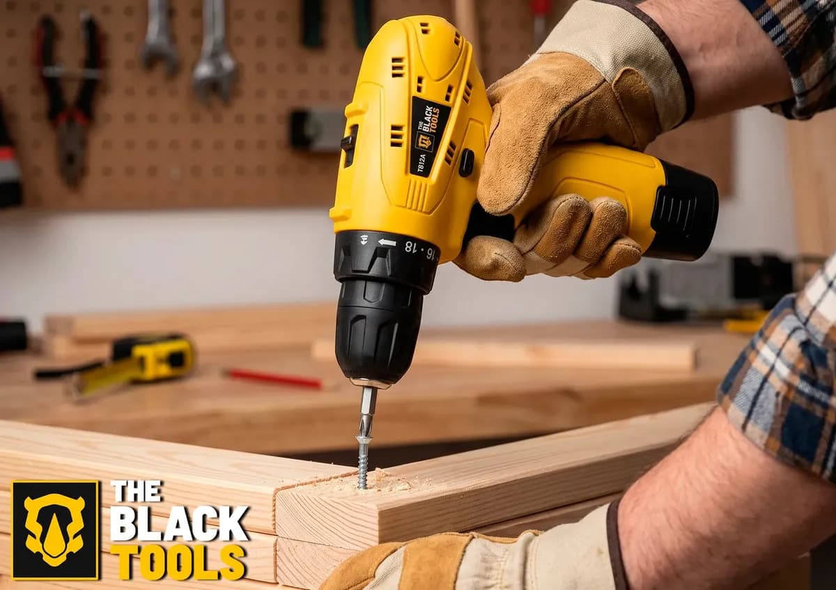 Parafusadeira Furadeira The Black Tools TB12A 3/8 a Bateria Cor Amarelo Frequência 60Hz — imagem 2