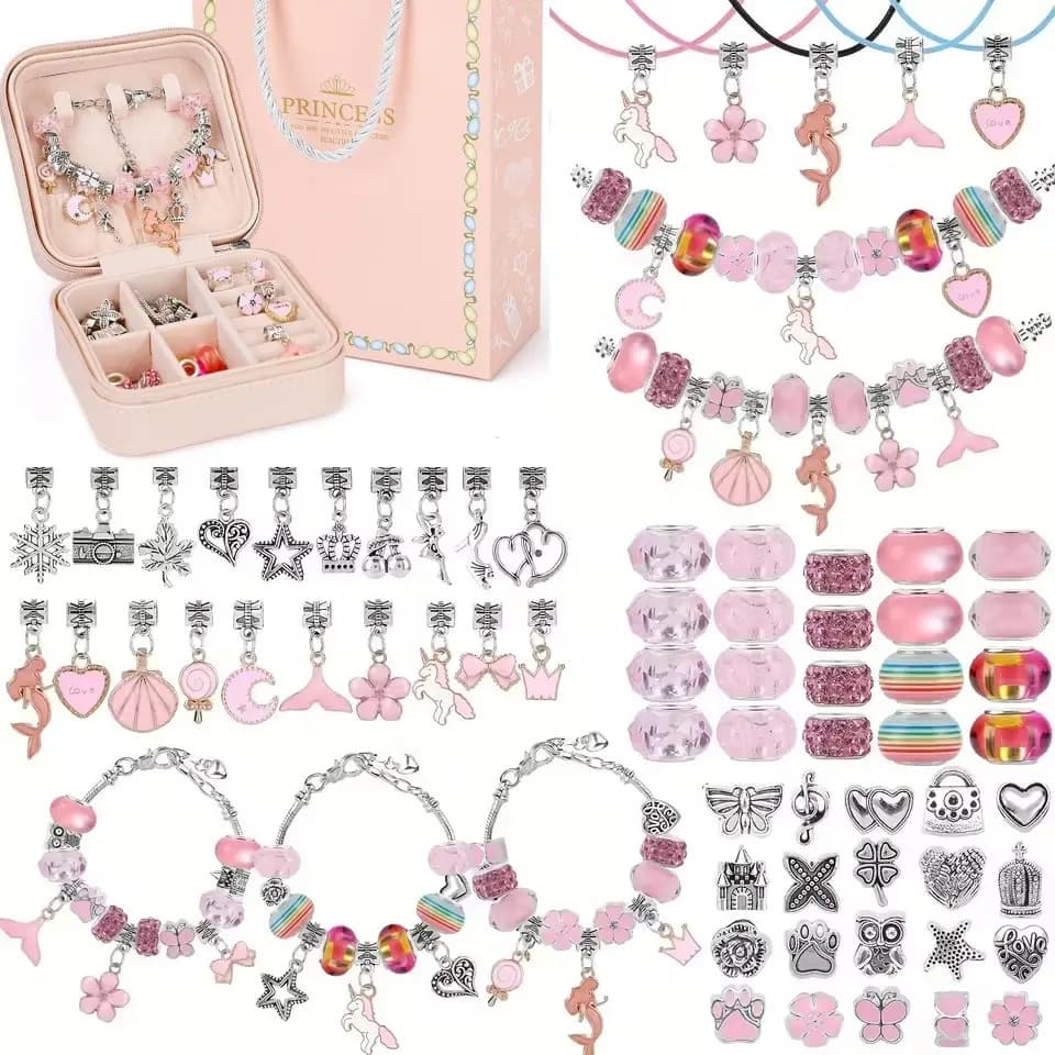 Kit Pulseira Linda Diy Com Porta De Joias P/menina Presente - Rosa — imagem 5