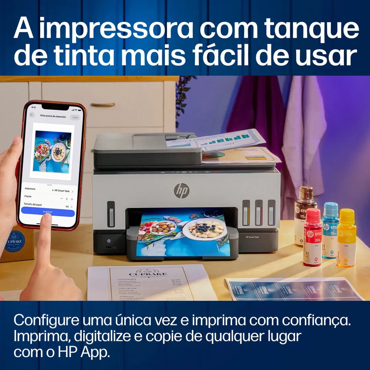 Impressora Multifuncional HP Smart Tank 794 Tanque de Tinta Colorida Wi-Fi Scanner Duplex, Bluetooth. Funções: Imprimir, Copiar, Digitalizar. Cor: Branco (2G9 — imagem 6