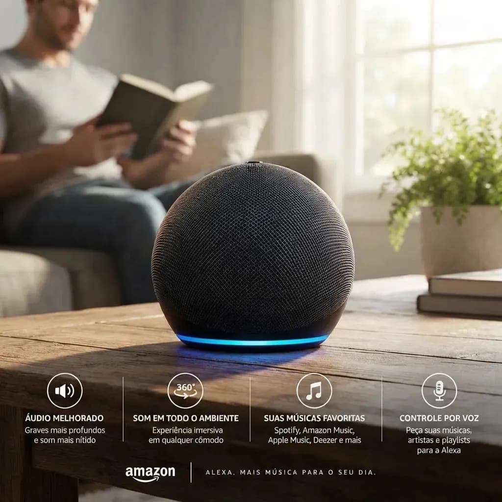 Amazon Echo Dot, Echo Dot 5, Echo Dot 5a Geração, Alexa, Amazon Alexa, Assistente Virtual, Smart Speaker, Caixa de Som Inteligente, Wi-Fi, Bluetooth, Bivolt, 12 — imagem 3