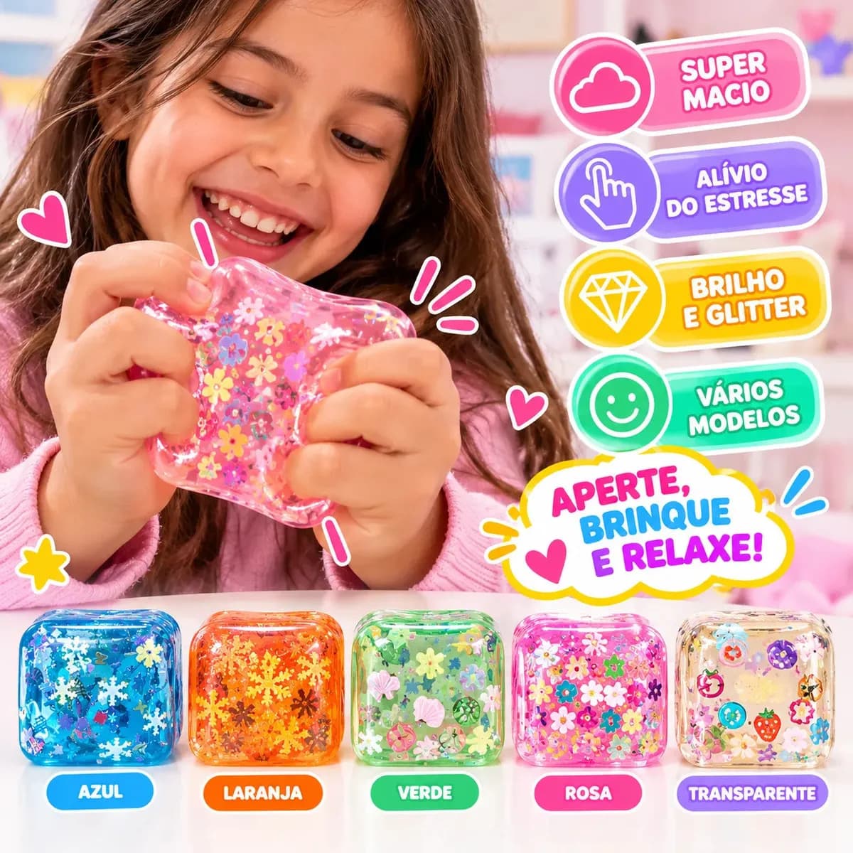 Cubo Antiestresse Cube Brinquedo Squishy Cor Variada