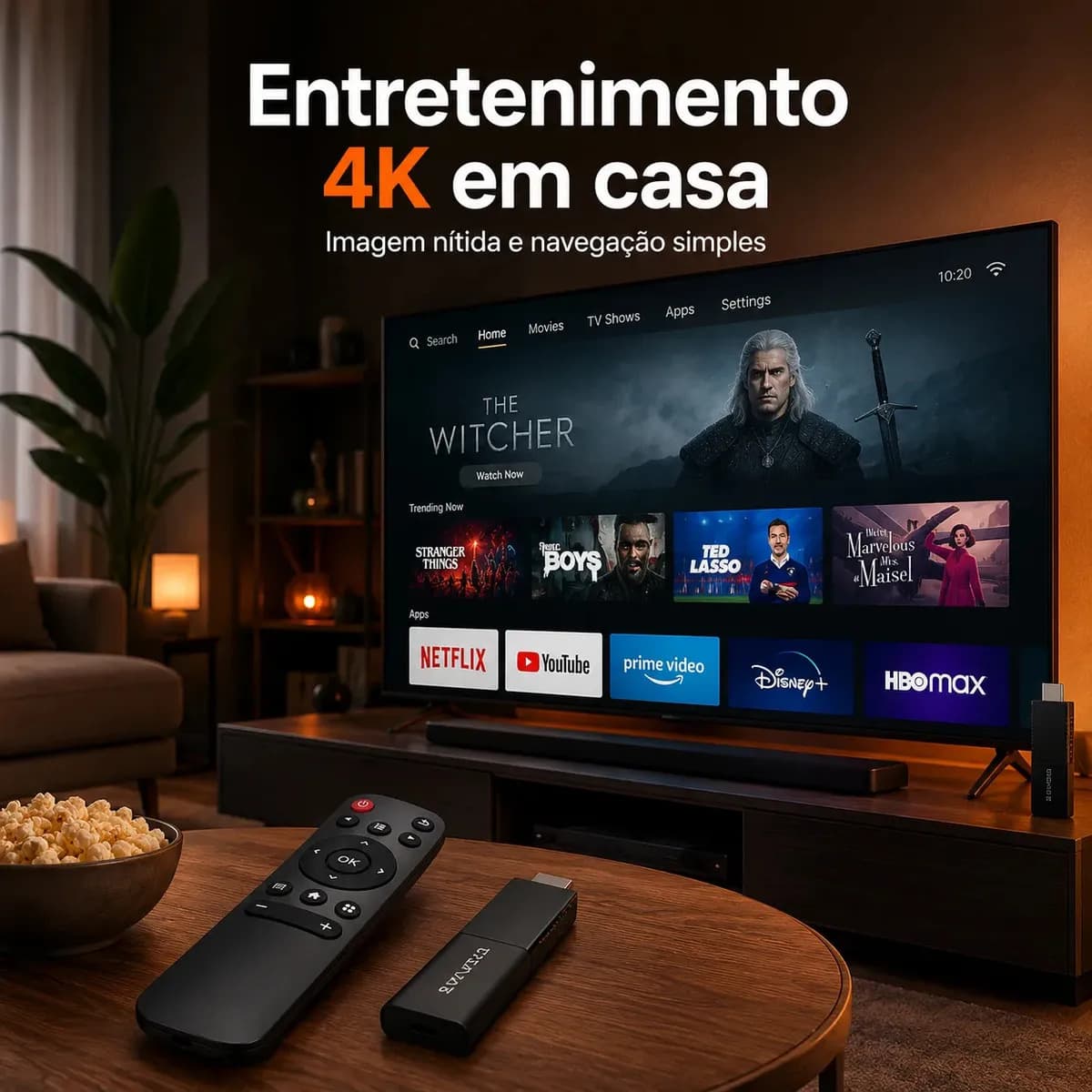 Tv Stick 4k Android Chromecast Smart Hdmi Wifi Ao Vivo Preto Padrão — imagem 6