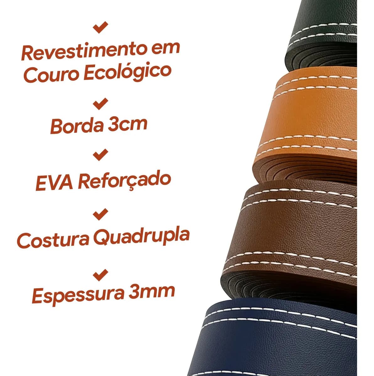 Espelho Redondo 60cm Adnet Alça de Couro Branco Dupla Costura e Suporte em Alumínio Quarto, Banheiro, Sala MF901 — imagem 4