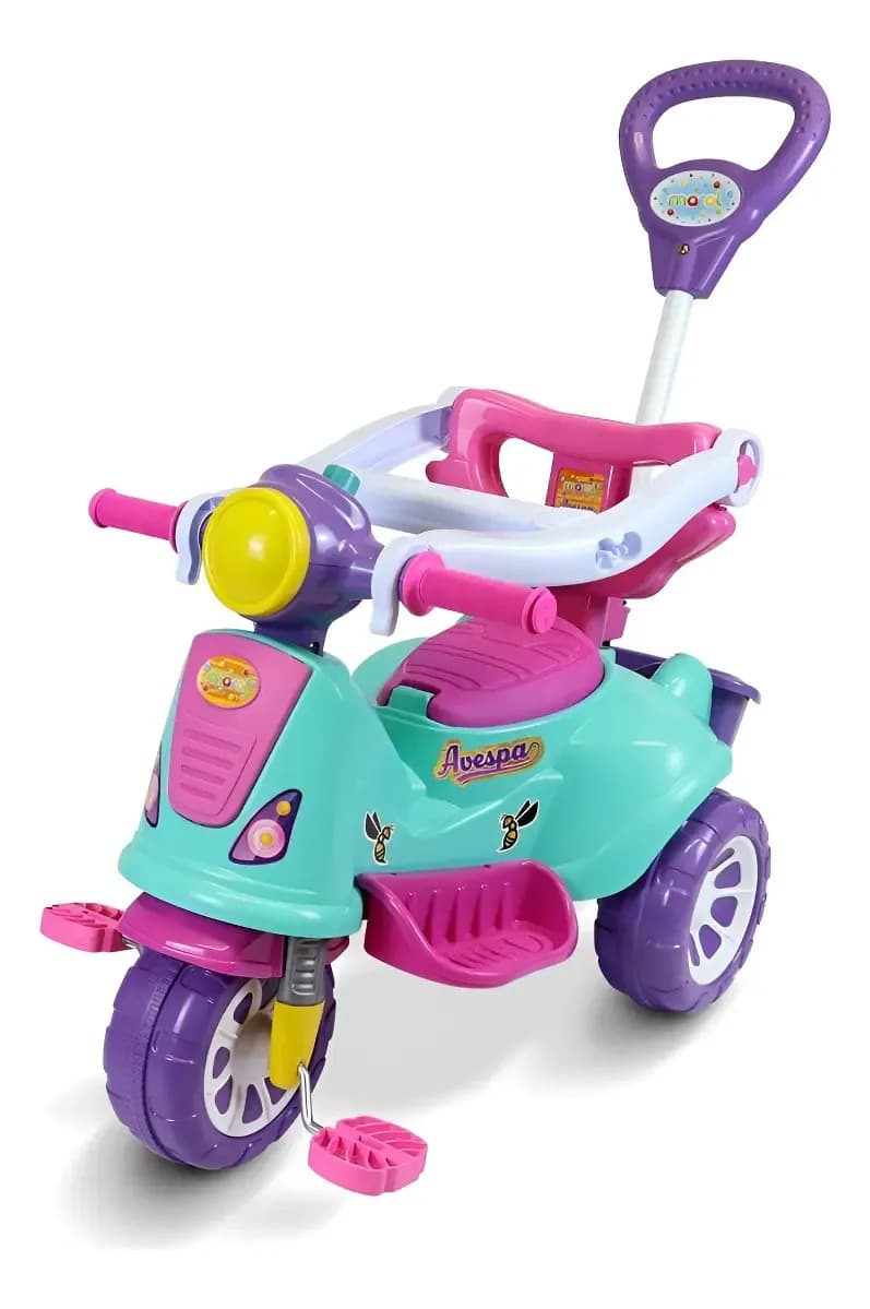 Triciclo Infantil De Passeio E Pedal Andador Avespa Pink