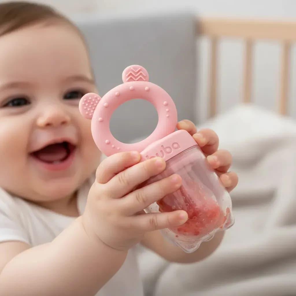 Porta Frutinhas Silicone Ursinho Rosa Lanchinho 18853 Buba — imagem 2