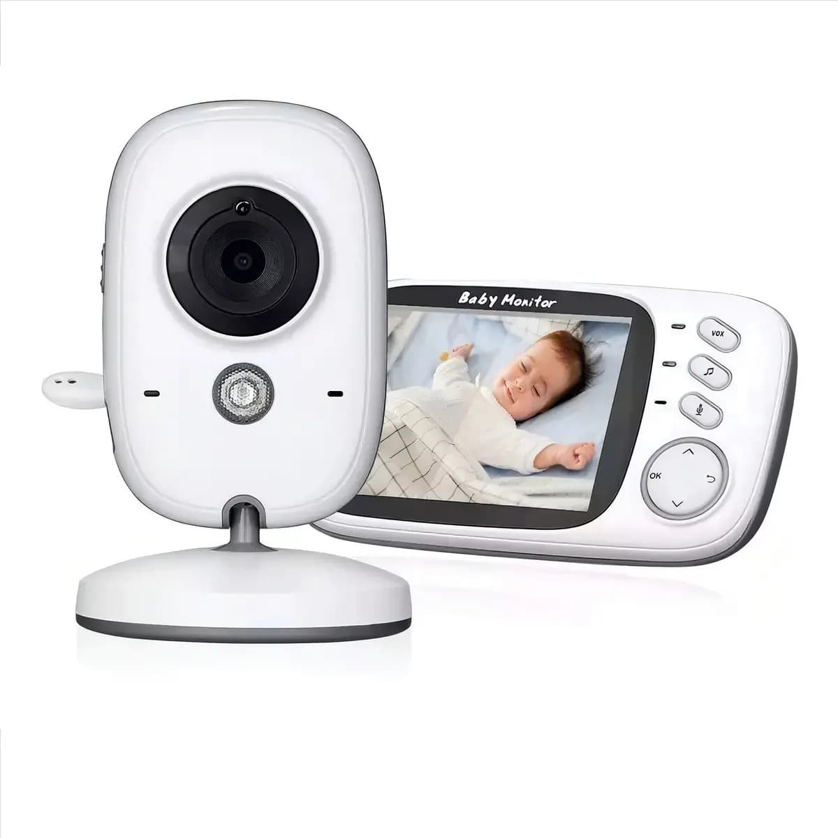 Babá Eletrônica Video Baby Noturna Sem Fio Recarregável Branco Estary Shop