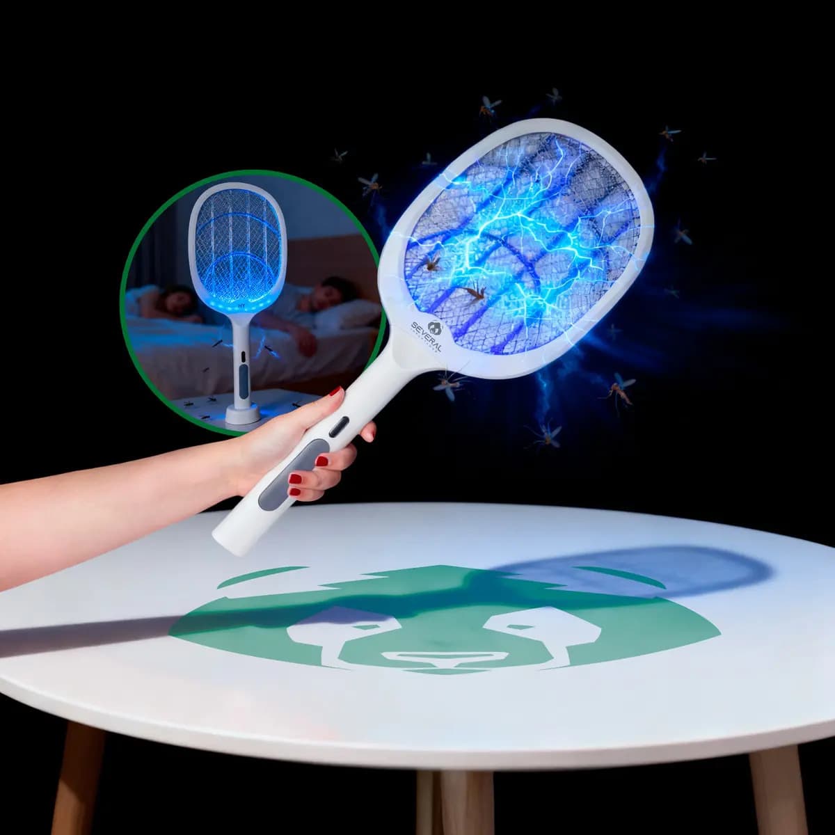 Raquete Elétrica Several Importados Recarregável Mata Pernilongos Mosquitos E Atrai Com Iluminação UV — imagem 2