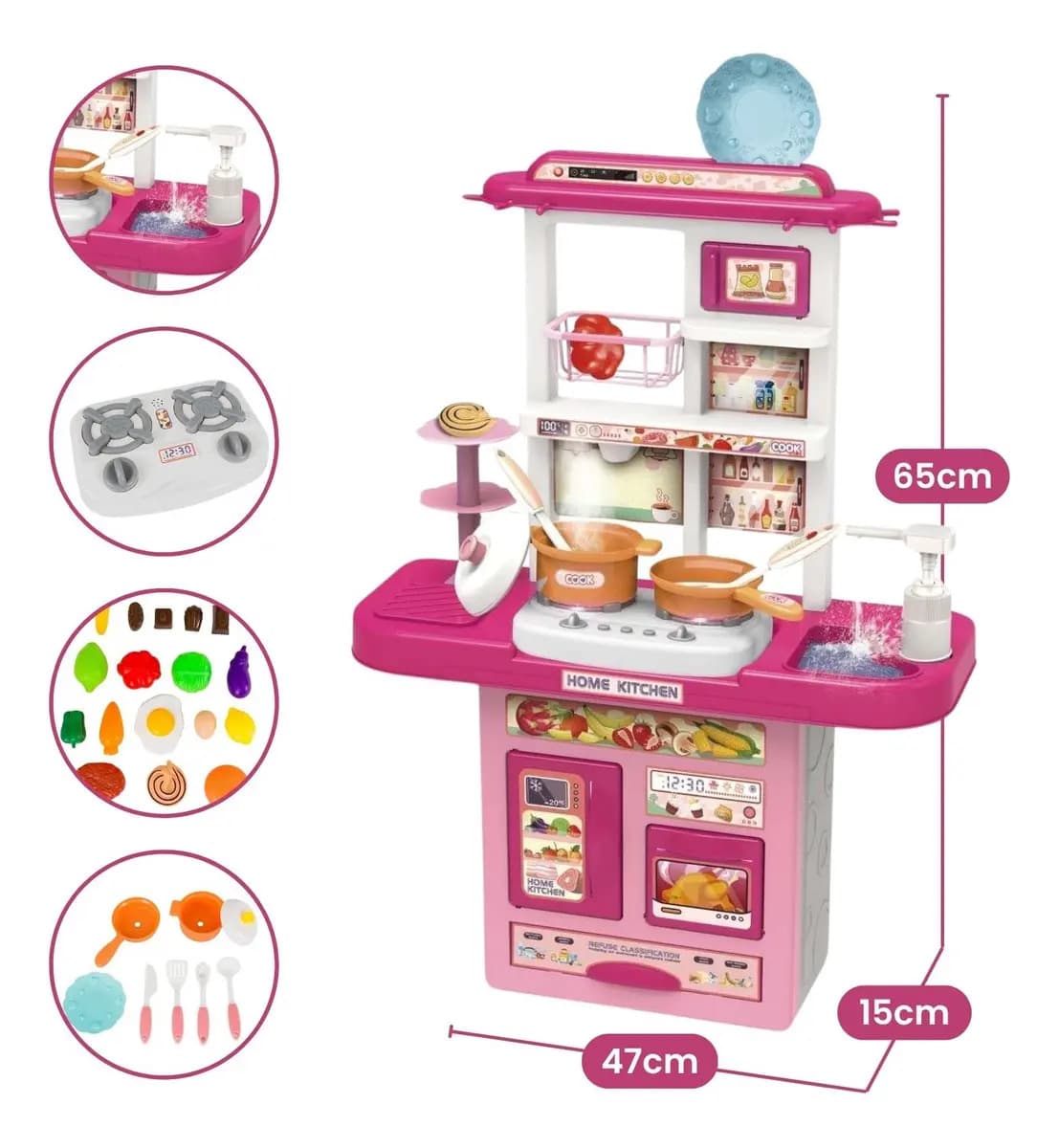 Cozinha Infantil De Brinquedo Kit Completo Sai Água E Som Rosa — imagem 2