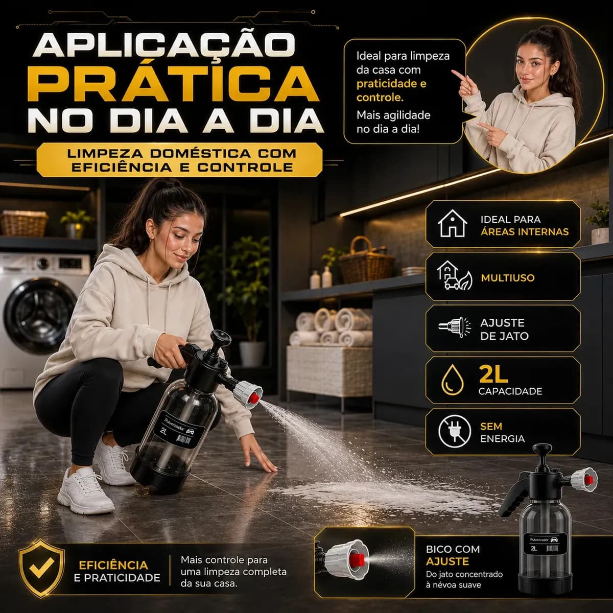 Pulverizador Manual 2 L Snow Foam Profissional Com 3 Bicos para Espuma Ativa — imagem 2
