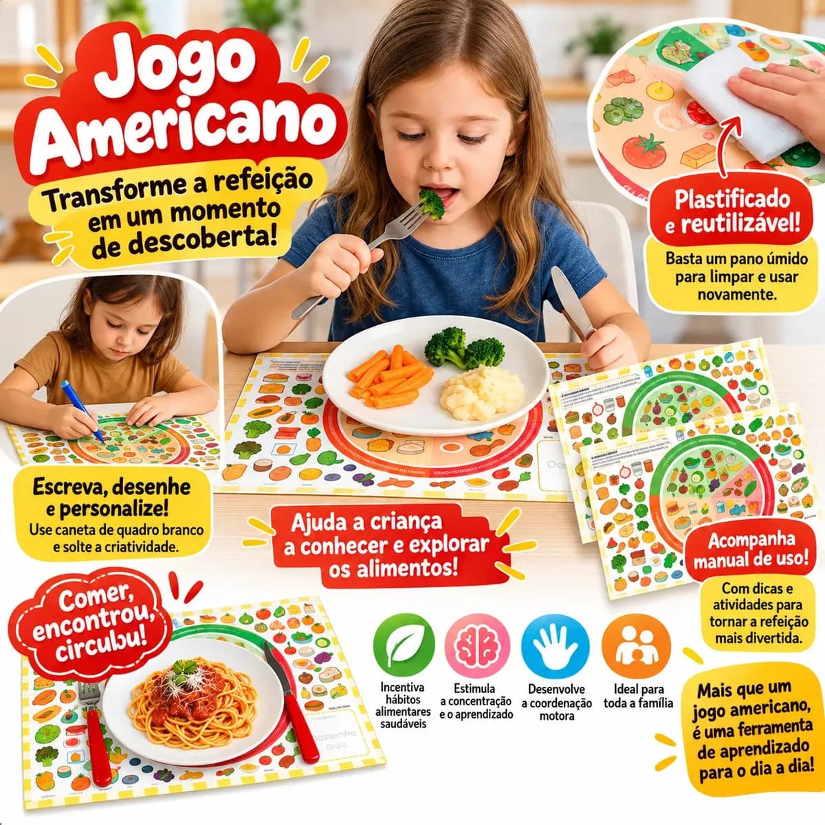 Kit Brinquedo Comidinha Infantil Frutas Velcro Frigideira 30 peças — imagem 2