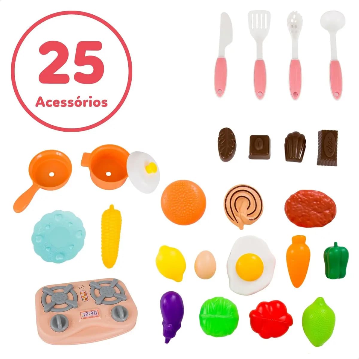 ATENTU Kit Cozinha De Brinquedo Completa Infantil Cor Rosa — imagem 6